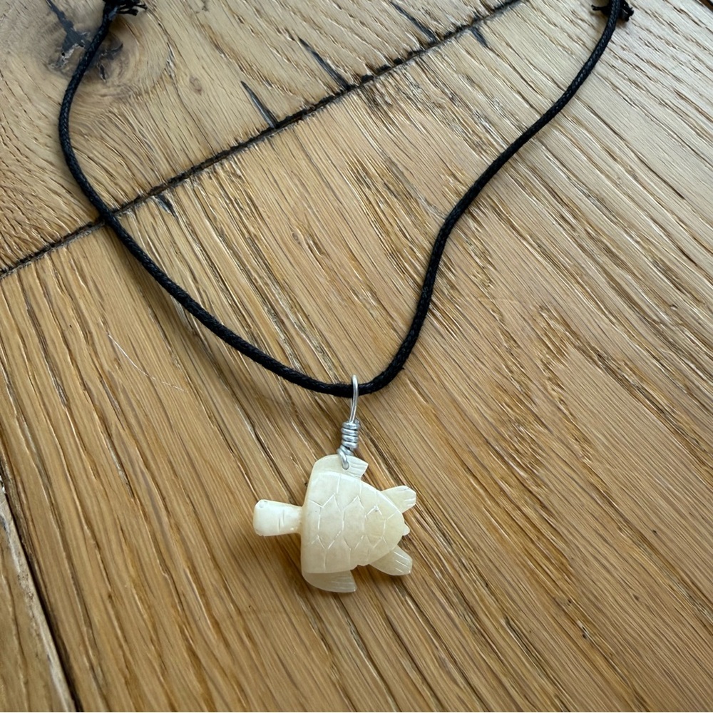 Turtle necklace with adjustable black cord